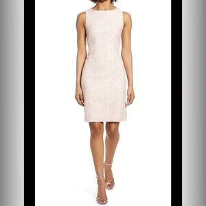 Donna Ricco Metallic Floral Jacquard Sleeveless Sheath Cocktail Dress size 8